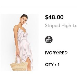 Striped red and white high low dress.